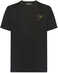 Giuseppe Zanotti - T-shirt nera con logo ricamato - Lyst