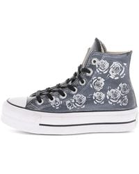 Converse - All Star Chuck Taylor Floral Patterned Leather High Top Sneakers With Platform - Lyst