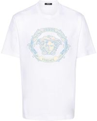 Versace - Barocco Wave Crest Cotton T-shirt - Lyst