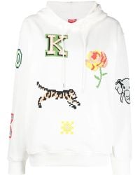 KENZO - Graphic Print Drawstring Hoodie - Lyst