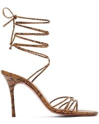 AMINA MUADDI - Lori 95 Snake-Effect Lace-Up Sandals - Lyst