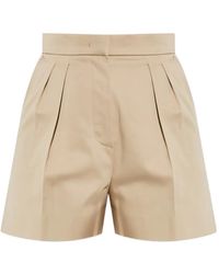 Max Mara - Stretch Cotton Satin Shorts - Lyst