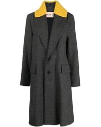 Plan C - Rib-Knit Collar Single-Breasted Coat - Lyst