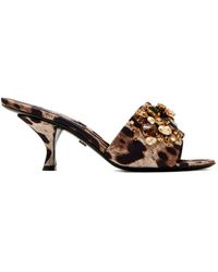 Dolce & Gabbana - Leopard Jewelled Sandals - Lyst