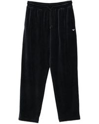 Emporio Armani - Velvet-Effect Drawstring Track Pants - Lyst