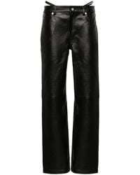 Alexander Wang - Logo-embellished Leather Trousers - Lyst