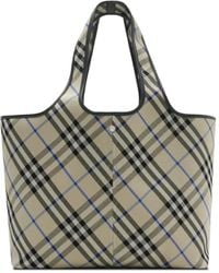 Burberry - Borsa Tote A Quadri Media - Lyst