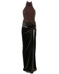 ANDAMANE - Robe Longue À Corasage Body À Dos Nu Et Encolure Montante - Lyst