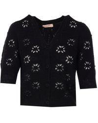 Twinset - Open-Knit V-Neck Cardigan - Lyst