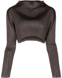 Pleats Please Issey Miyake - Pleated cropped top - Lyst
