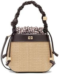 Ganni - Bou Raffia Bucket Bag - Lyst