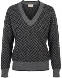 Drumohr - Geometric-Pattern V-Neck Sweater - Lyst