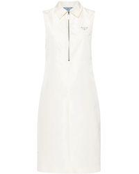Prada - Robe Évasée À Plaque Logo - Lyst