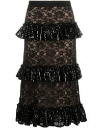Elie Saab - Sequin-embellished Lace Tiered Skirt - Lyst