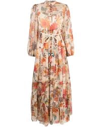 Zimmermann - Ginger Floral-print Silk Midi Dress - Lyst