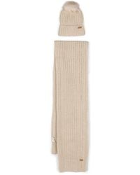 Barbour - Set Aus Geripptem Strickschal Und Beanie - Lyst