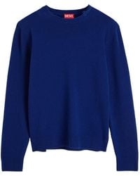 DIESEL - Wool Jumper With Neck Logo - Lyst