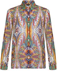 Etro - Katoenen Overhemd Met Paisley-print - Lyst