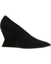 Balmain - Suede Wedge-Heel Pumps - Lyst