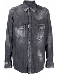 DSquared² - Dark-Wash Denim Shirt - Lyst