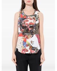 McQueen - Floral Skull T-Shirt - Lyst