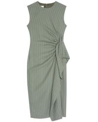 Dries Van Noten - Pinstripe Ruffle Midi Dress - Lyst