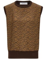Ferragamo - Gebreide Top Met Zijden Vlak - Lyst