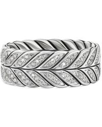 David Yurman - Sterling Chevron Diamond Ring (9Mm) - Lyst