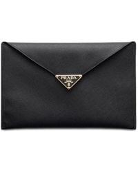 Prada - Envelope Clutch Met Triangel Logo - Lyst
