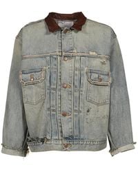PALY - Buffalo 66 Distressed-Effect Contrast-Collar Denim Jacket - Lyst
