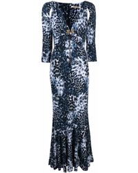 Damen Bekleidung Kleider Kleider für formelle Anlässe und Abendkleider Roberto Cavalli Synthetik Robe mit mirror snake verzierung in Schwarz 