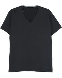 Fabiana Filippi - Mesh-Trim V-Neck T-Shirt - Lyst