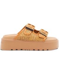 Casadei - Leather Fabric Sandals - Lyst