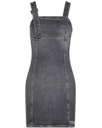 KARL LAGERFELD - Buckle-Strap Denim Mini Dress - Lyst
