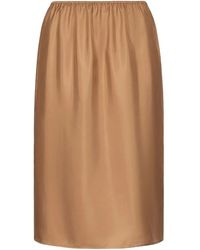 Loulou de Saison - Vasali Elastic-Waist Silk Midi Skirt - Lyst