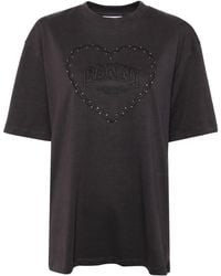 Ganni - Heavy Cotton Drop Shoulder Heart T-Shirt - Lyst