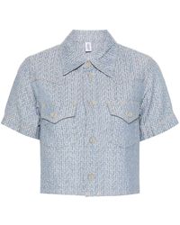 Liu Jo - Monogram-jacquard Cropped Shirt - Lyst