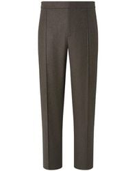 ZEGNA - Dark Wool Silk And Cashmere Pants - Lyst