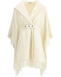 Moncler - Hooded Fringed-Hem Cape - Lyst