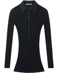 Stella McCartney - Lurex Ribbed-Knit Polo Top - Lyst