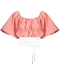 Ellery - Balloon-Sleeve Cropped Top - Lyst
