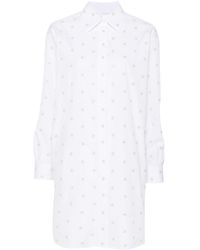 Fendi - Ff-embroidered Mini Shirt Dress - Lyst