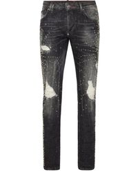 Philipp Plein - Jeans Im Distressed-Look Mit Nieten - Lyst