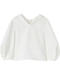 Jil Sander - Draped-Neck Linen Blouse - Lyst