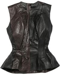 ALAINPAUL - Peplum Leather Top - Lyst