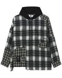 Izzue - Check-Pattern Hooded Shirt - Lyst
