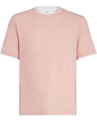 Brunello Cucinelli - Linen And Cotton Jersey Crew-Neck T-Shirt With Faux-Layering - Lyst