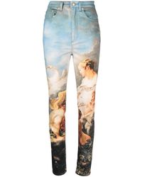 Roberto Cavalli - Graphic-print high-waisted skinny jeans - Lyst