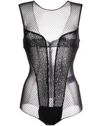 Elisabetta Franchi - Daily Embroidered Tulle Bodysuit - Lyst