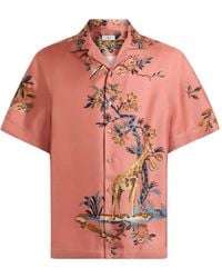 Etro - Chemise De Bowling En Soie À Imprimé De Fleurs Et Animaux - Lyst